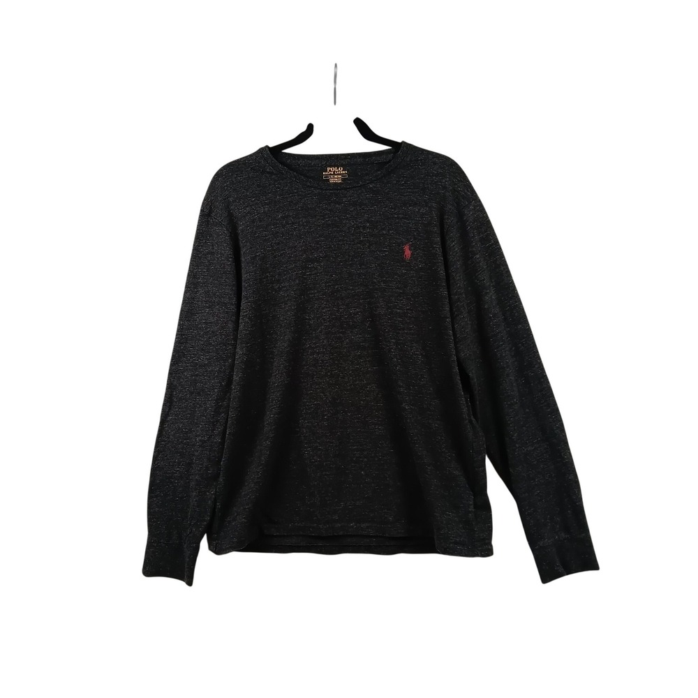 Polo Ralph Lauren Men's Long Sleeve T-Shirt Charcoal Heather Custom Fit Size L